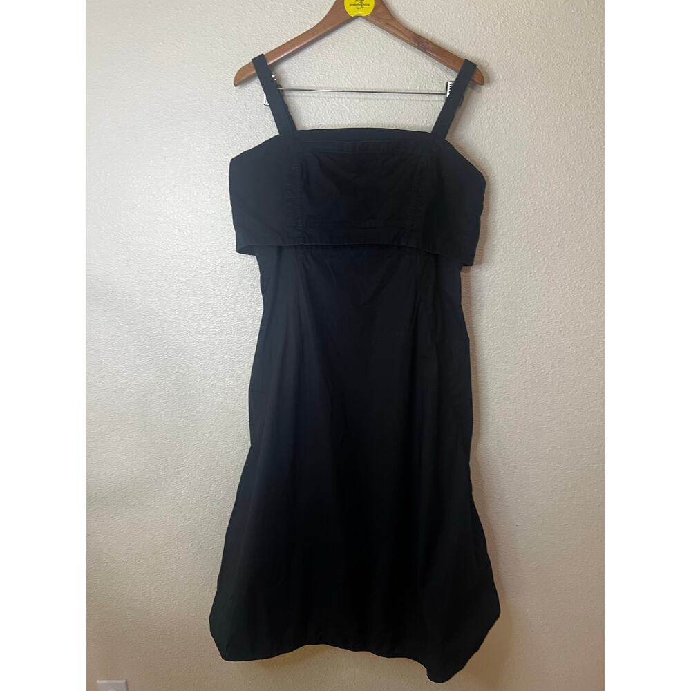Proenza Schouler faded black poplin cotton fit and flare midi dress WOMENS 12